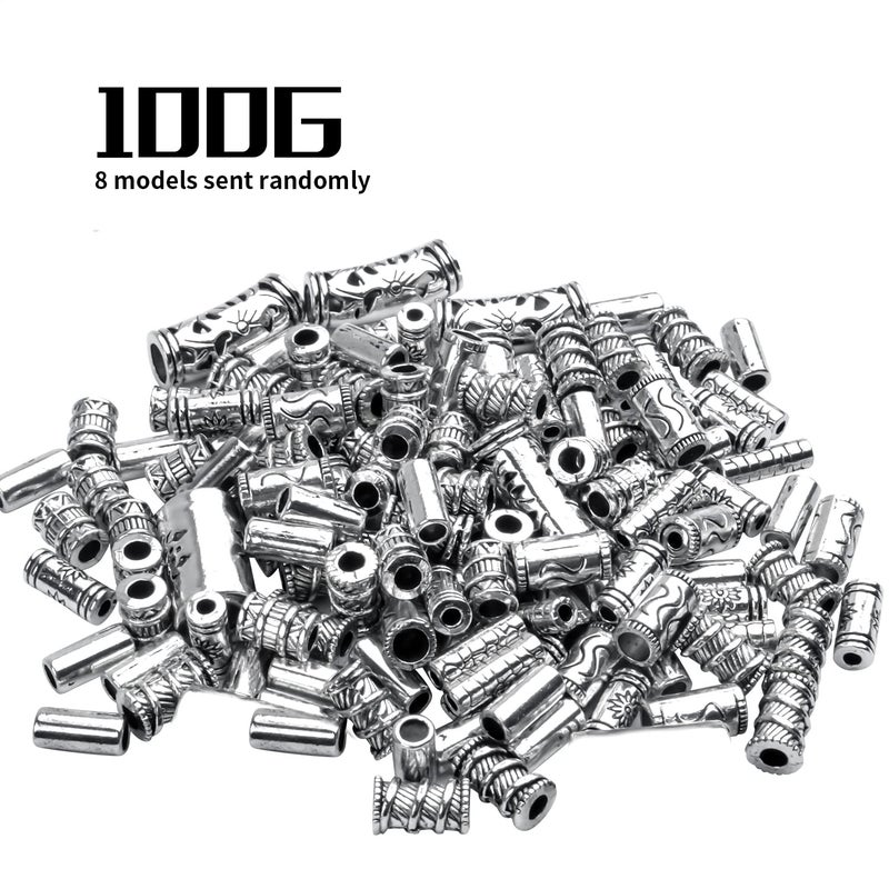 BronaGrand 100g (About 80-150pcs) Assorted Column Spacer Beads Tibetan Silver Tube Beads for Bracelet Necklace Jewelry Making Crafts DIY,7 Styles,4-16mm - Image 3